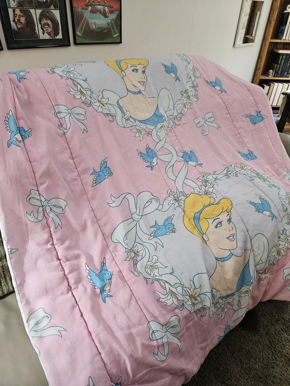 Disney Pink and Blue Cinderella Quilted Comforter